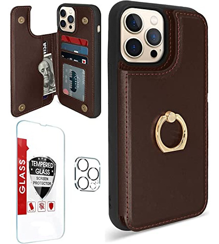 Nuevo[3 En 1] iPhone 13 Pro Max Wallet Case With Card X5jvg
