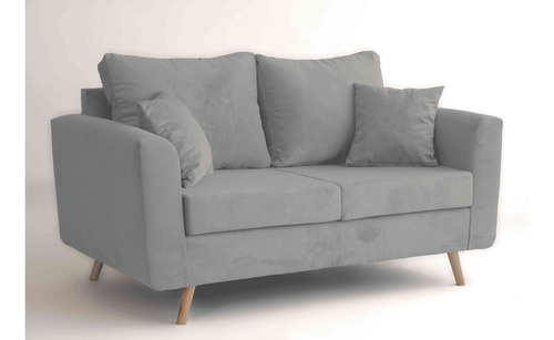 Sillon Sofa 2 Cuerpos Serbia Tela Pana Gris Claro Liso