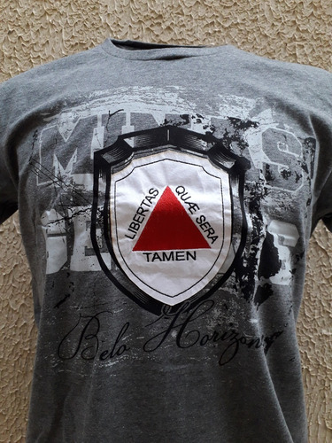 Camiseta Minas 3d... Cor Cinza Grafite Mescla