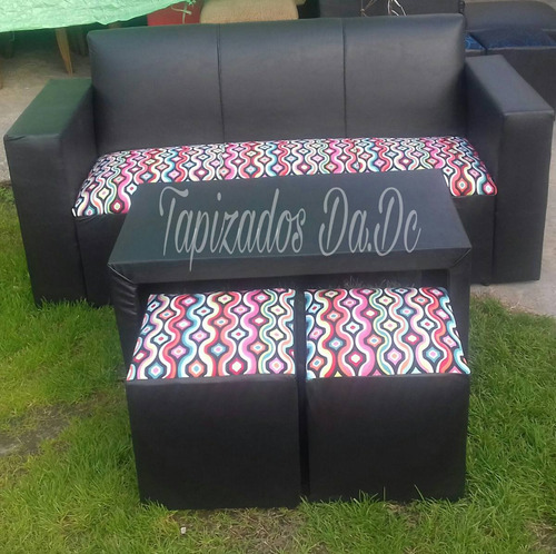 Sillón 3 Cuerpos Con Mesa Y Puff