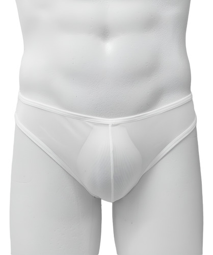 Bikini Cachetero Hombre Blanco Translucido