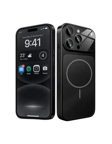 Capa Capinha Premium Compatível iPhone 17 16 15 14 13 Pro Max - Transforme Seu iPhone Em iPhone 17 - iPhone 13 Pro Max Preto