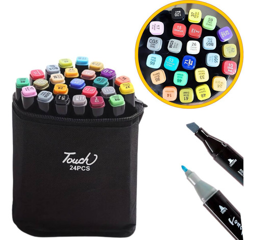 Conjunto Canetas Marcador Canetinha Ponta Dupla 24 Cores Kit