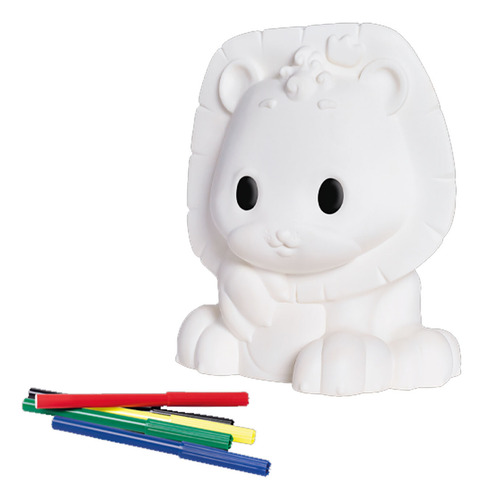 Boneco Colorir Leãozinho Brinquedo Pintar Joy Leão Canetinha