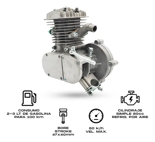 Kit motor de 2025 gasolina 80cc para bicicleta