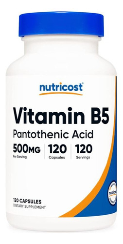 Acido Pantotenico 500mg Vitamina B5 120 Capsulas Nutricost O Sabor Neutro