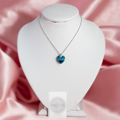 Imagen 5 de 10 de Conjunto Aros Y Cadena Dije Corazón Cristal 10mm Plata 925