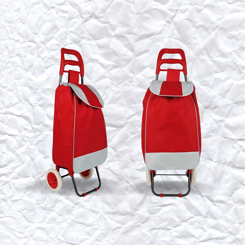 Carrito de compras plegable Feira para supermercado con capacidad para 30 kg, color rojo