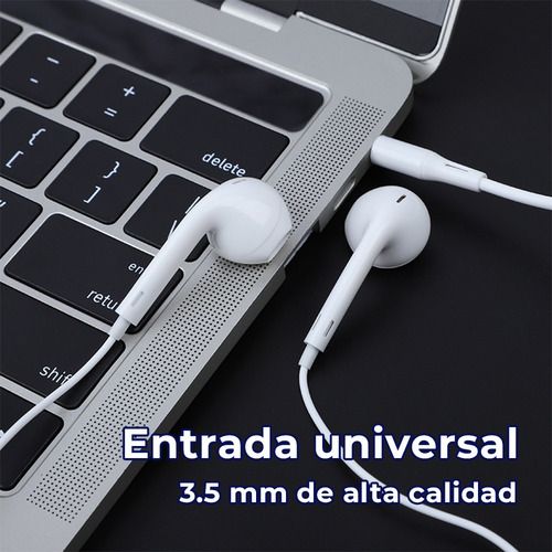 10 Audifonos Alambricos Manos Libres Con Microfono Blanco