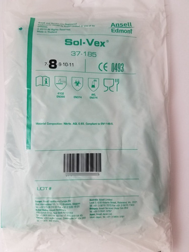  Guante Sol-vex 37-185 Extra Largo Ideal Para La Industria Bolsa Con Un Par Precio Por Par