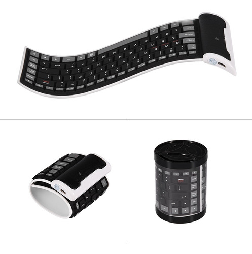 Portátil Roll Up Silicone Bluetooth Teclado Dobrável Fr Ios