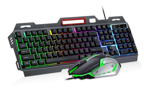 Combo Teclado Simil Mecánico + Mouse Rgb Set Tf600 Gamer