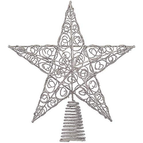 Estrella Plateada Cima Del Árbol De Navidad, Diseño D...