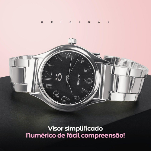 Relogio Feminino Qualidade Premium Aço Inox Prata Social
