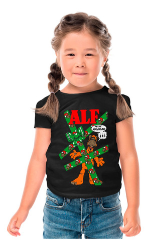 Playera Negra Infantil De Alf Felix Navidad Serie De Los 90