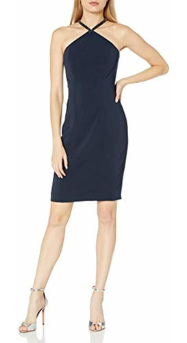 Carmen Marc Valvo Infusion Vestido Corto Crepé Con Cuello En