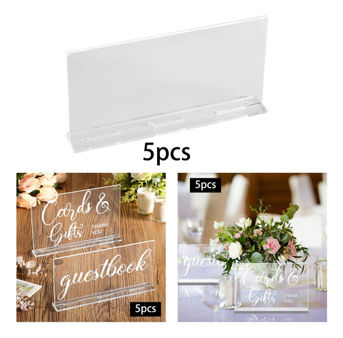 5 Tarjetas De Lugar De Acrílico Transparente Para Bodas,