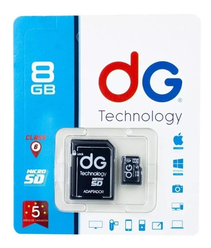 Memoria Micro Sd Dg Original 8 Gb Clase 10 + Adaptador Tf