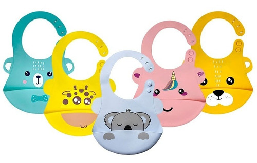 Imagen 3 de 3 de Babero Silicona Bebe Impermeable Baberos Niños Con Bolsillo