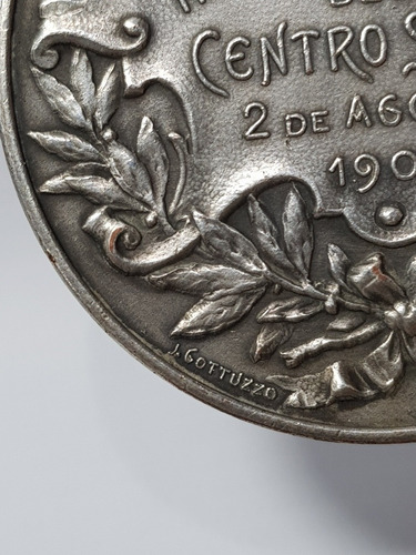 Imagen 3 de 9 de Medalla Jockey Club Rosario 1903 Inaug. Metal Mag 56367