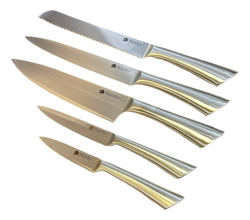 Cepo Trento Steelmaster 5 Piezas Cuchillo Chef Acero Inox. 