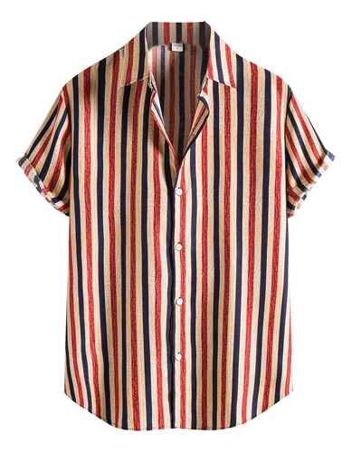 Vestido Casual Camisa Para Hombr Algodon Lino Manga Corta