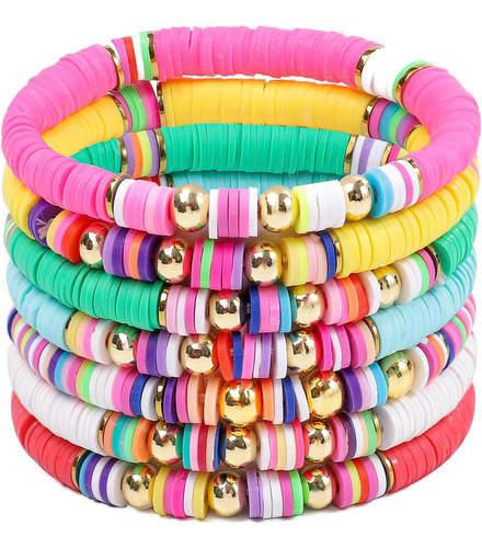 Moroya 6pcs Pulseras De Arcilla En Rodajas Coloridas Para Mu