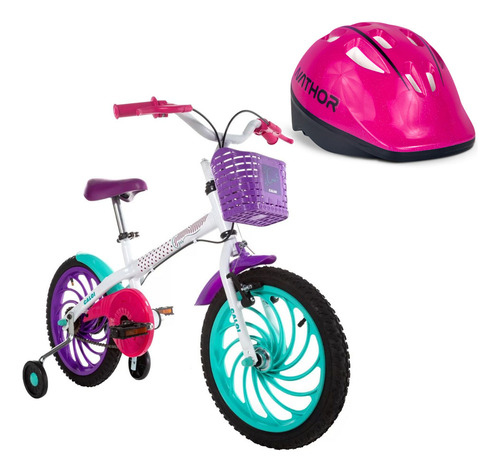 Kit Bicicleta Infantil Aro 16 Ceci (2022) Com Capacete Rosa