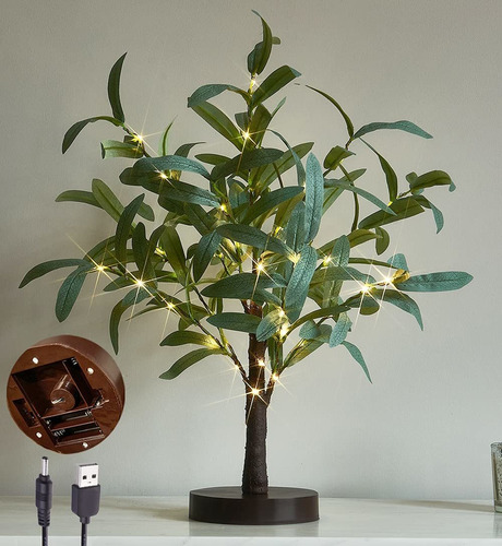 Litbloom Rbol De Olivo De Mesa Iluminado De 18 Pulgadas, 50 