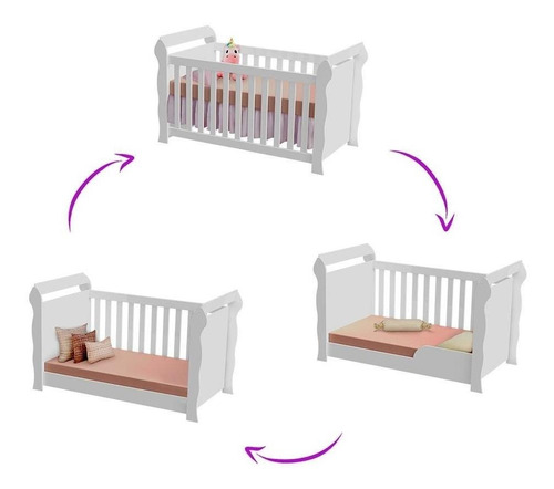 Imagem 6 de 6 de Quarto Bebê Berço Guarda Roupa Cômoda Fraldário Branco