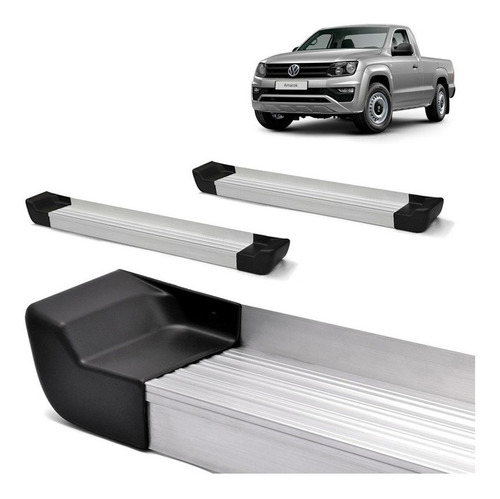 Estribo Aluminio Com Adesivo Amarok Cabine Simples 2012 2013