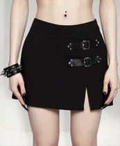Comprar Mini Falda Detalle Hebillas Y2k Grunge Punk Goth Aesthetic