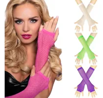Comprar Guantes Largos Mujer Fiesta Red Fluo Cotillon Retro X12