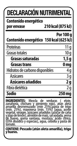 10 Pzas Ensalada De AtĂșn Tuny To Go Con Pasta Y Mayonesa 140