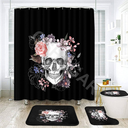 Para Juegos De Baño Calavera Cortina De Ducha Impermeable