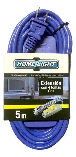 Extensión Electrica De 5 Metros 4 Tomas Home Light