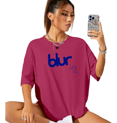 Camiseta Dia Noite Moda Aesthetic Larga Blur Casual Básica