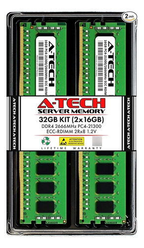 Memoria A-tech 32 Gb (2x16 Gb) Ddr4 2666 Mhz Pc4-21300 Ecc 