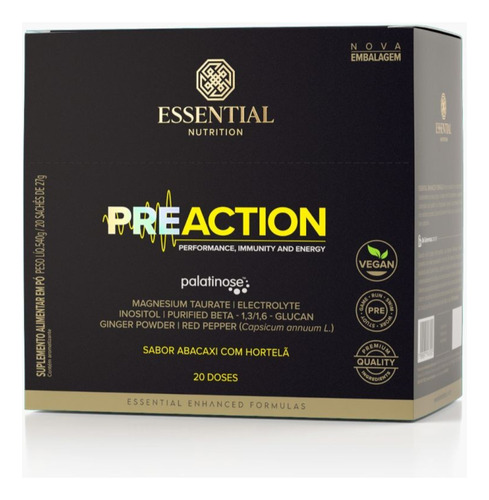 Pre-action Energy Drink 27g (540g) 20 Unidades - Essential