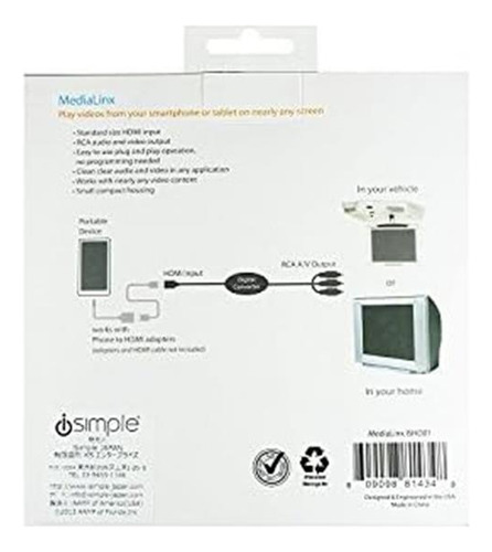 Aoaishd01 - Isimple Ishd01 Cable Medialinx Hdmi(r) A Rca A V