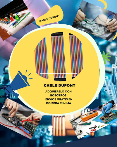 Cables Jumpers Dupont H-h, M-m, H-m 20cm 120 Pzas. Arduino
