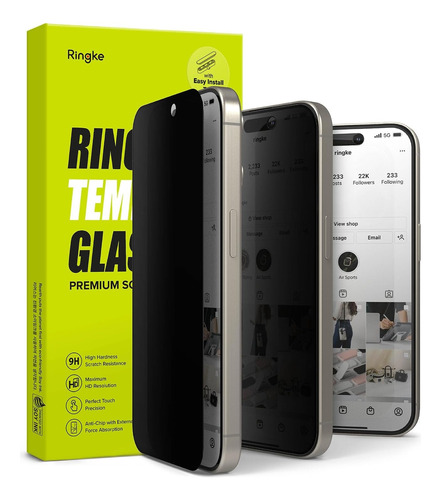 Mica Antiespía Ringke Para iPhone 15 Pro Max 6.7 +instalador