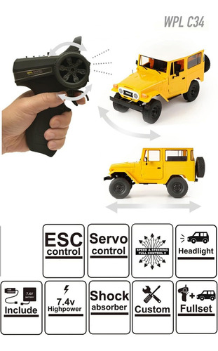 Camión Yikeshu Rc Rock Crawler Rc 4x4 Wpl C34 Rtr Mudding De