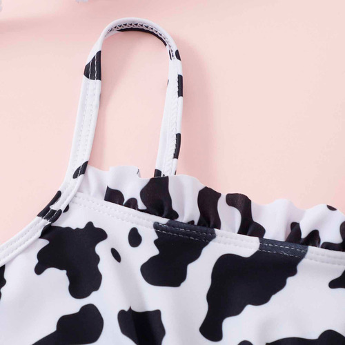 Traje De Baño Para Niñas Con Estampado De Vaca, Cómodo, Sin