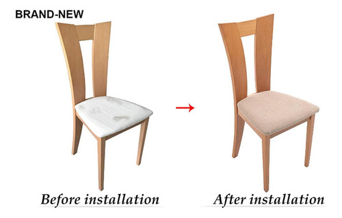 Estirar La Cubierta Del Asiento De La Silla De Comedor Beige