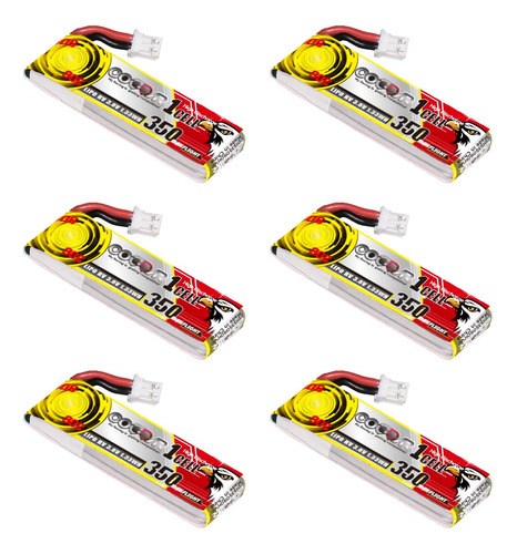 Paquete De 6 Baterías Coddar 350mah 1s 3.8v 90c Hv Lipo Co.