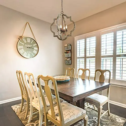 Lámpara De Madera Grande Estilo Farmhouse Para Comedor Y Sal