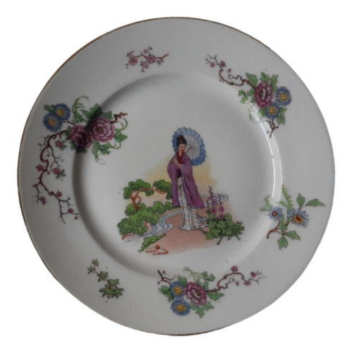 Antiguo Plato Francés De Porcelana Pillivuyt  24 Cm Diám.