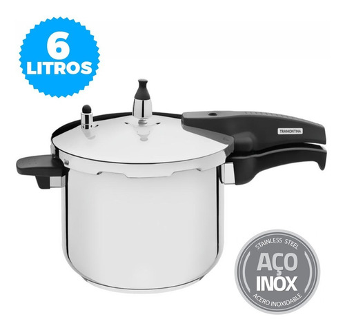 Panela De Pressão Tramontina Allegra Em Aço Inox 6l