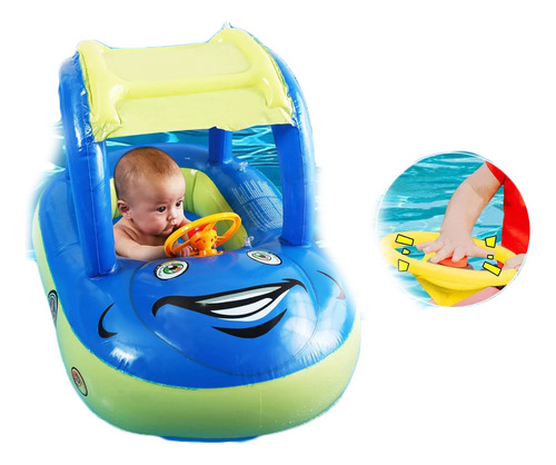 Flotador Inflable Para Piscina Para Bebés Con Toldo Y Volant
